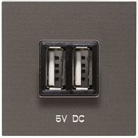 Розетка USB тип A+A без рамки ABB Niessen Zenit 1-м. 2 мод. 1500мА N2285 AN антрацит картинка